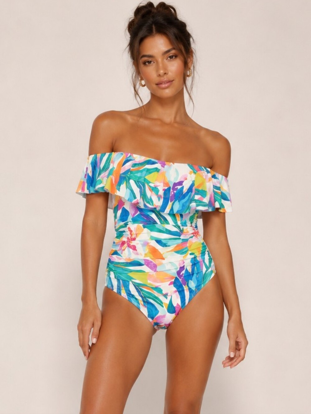 La Blanca Wild Tropic Ruffle One Piece Swimsuit New Size 10